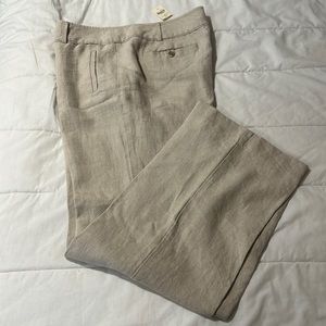 NTW - Light Beige Linen Blend Wide-Leg Women's Pants